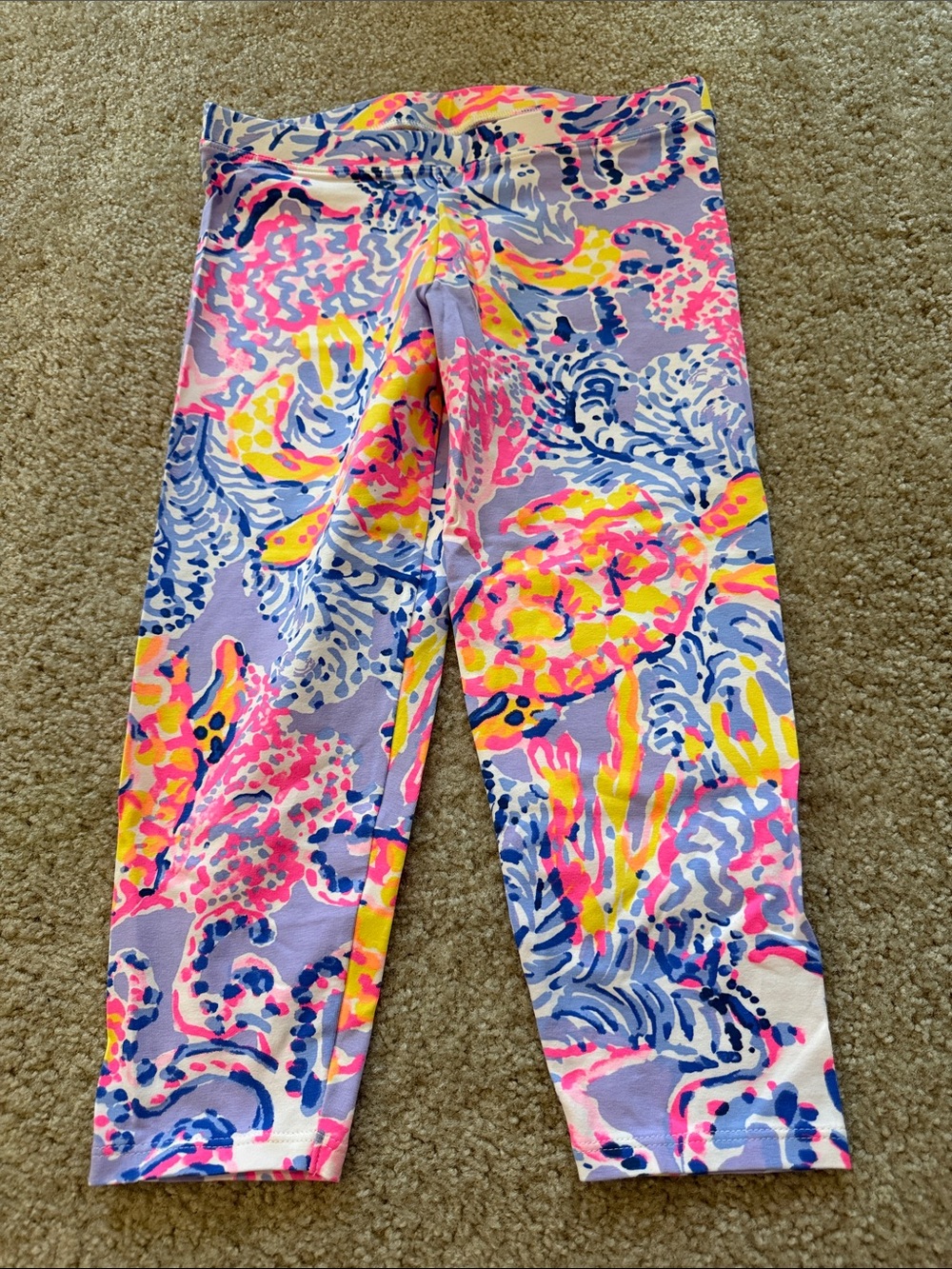 Lilly Pulitzer Girls' Capri Leggings - Pink, Yellow & Blue